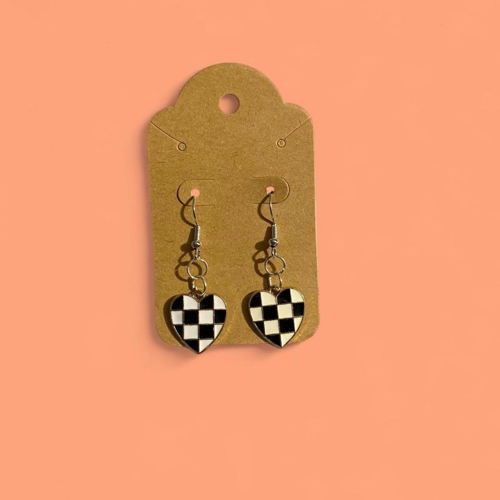 Checkered Heart Earrings